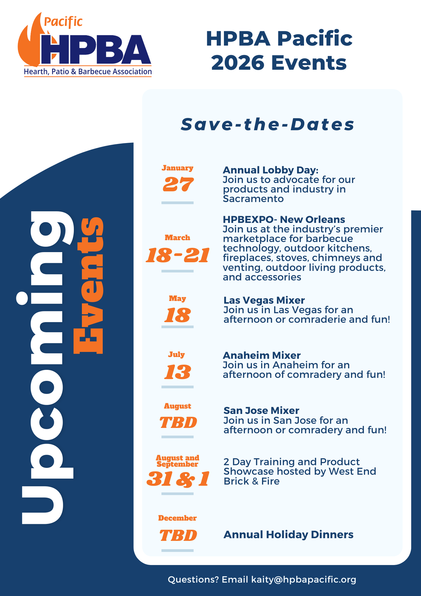 hpba pacific 2026 calendar of events